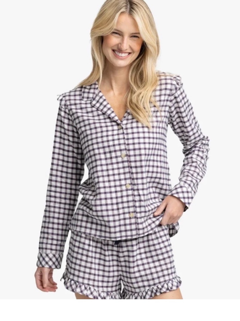 Southern Tide Silverleaf Plaid Lounge Set‎ in Marshmallow Size Small NWT